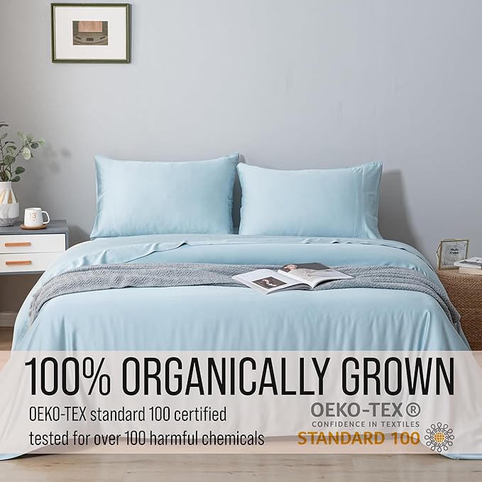 Bella Coterie Luxury Bamboo Viscose Twin Size Sheet Set | 100% Organically Grown | Ultra Soft | Cooling for Hot Sleepers | 18" Deep Pocket [Coastal Blue]