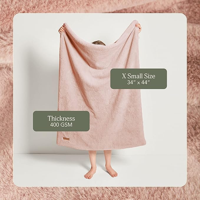 UnHide Lil’ Marsh - Faux Fur Blanket - Durable, Lightweight, Extra Soft Blanket - Machine Washable - Add a Layer of Softness to Any Bed, Couch, or Reading Chair - Rose Pink, X-Small (34” x 44”)