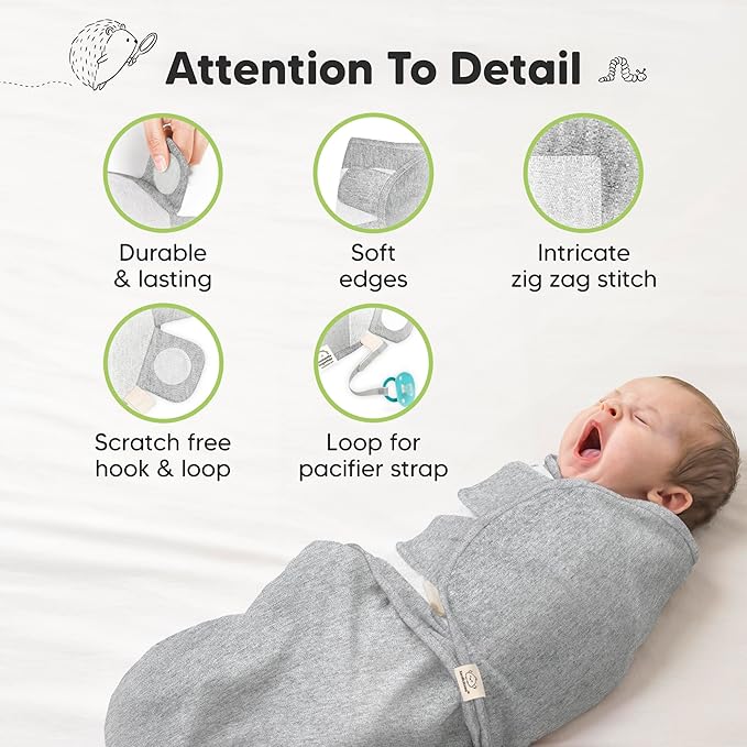 KeaBabies 3-Pack Organic Baby Swaddle Sleep Sacks - Swaddles for Newborns, Infant 0-3 Months, Baby Girls, Boys, Soft & Snug Newborn Sleep Sack, Nursery Swaddling Blankets (Cloud)