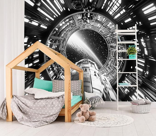 XMPMBM-Capsule Space backsplash Large Decorative Wallpaper Starship Nursery Room Boys Bedroom Bathroom Wall Mural- W 88" X H 59"（36 Square Foot）