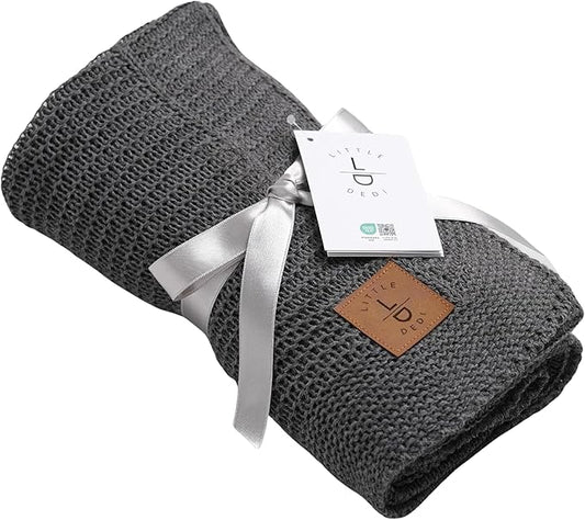 Baby Soft Knitted Blanket - Soft & Breathable - Oeko-Tex Certified - Lightweight & Cuddly - Perfect for Newborns, Toddlers, Cot, Pram & Baby Room (Graphite)