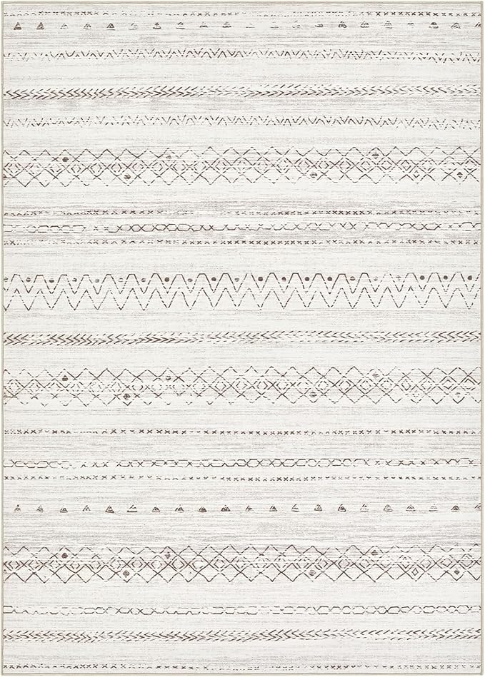 Area Rugs for Living Room Washable Living Room Rug Soft Neutral Indoor Floor Carpet Non-Slip Stain Resistant Modern Boho Rugs for Bedroom Dining Room Kids Room Nursery Office Home Light Grey