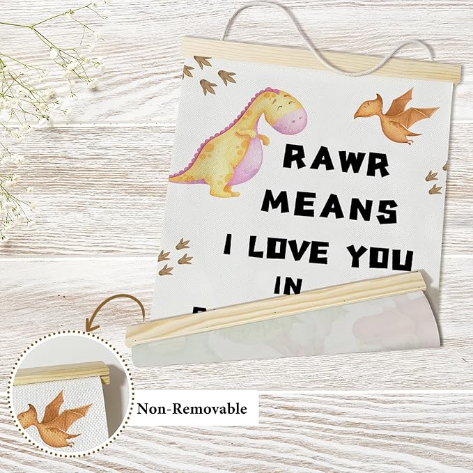 Nopoben Dinosaurs Poster Hanger Frame, Dinosaurs Wall Art With Wooden Poster Hanger, Boys Room Wall Decor, Boys Playroom Kids Toddler Room Decor(12x16 Inches)-31