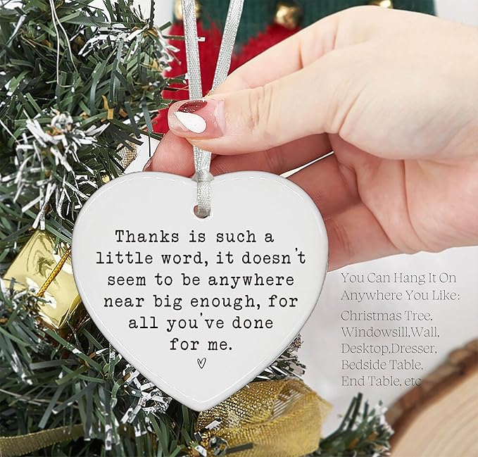 Heart Shaped Christmas Ornament-Thanksgiving Birthday for Family Leader Boss Teacher Mentor Tutor Coach Godparents Friends Thank You Appreciation Keepsake Decor