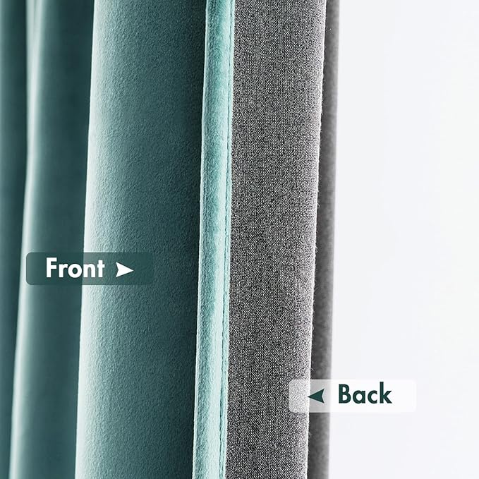 MIULEE Teal Velvet Curtains Thermal Insulated Blackout Curtain Drapes for Bedroom Living Room Darkening 96 Inches Long Curtains Panels Rod Pocket Set of 2