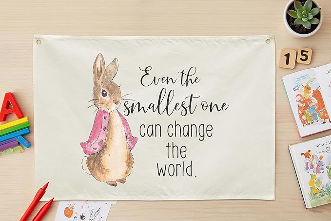 Baby Girl Nursery Room Infant Bedroom Reading Room Playroom Wall Decoration-Baby,Shower Easter Christmas Gift-Rectangular Banner Flag Wall Art Decor-Even the Smallest Gift Can Change the World