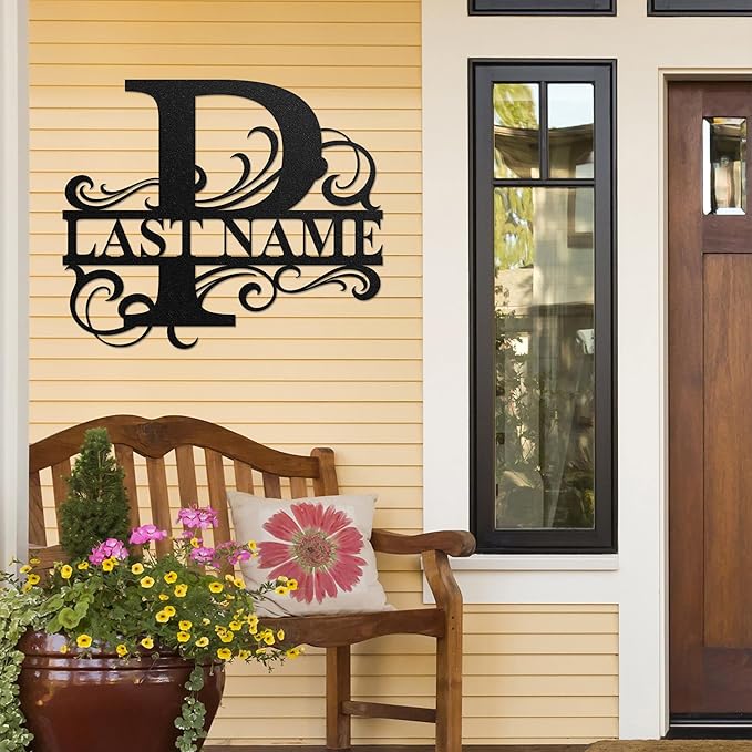 LULLBABYMALL Custom Metal Signs - Last Name Sign, Split Letter Monogram, Letter P, Family Name Wall Art, Outdoor Metal Signs, Personalized Wedding Gift