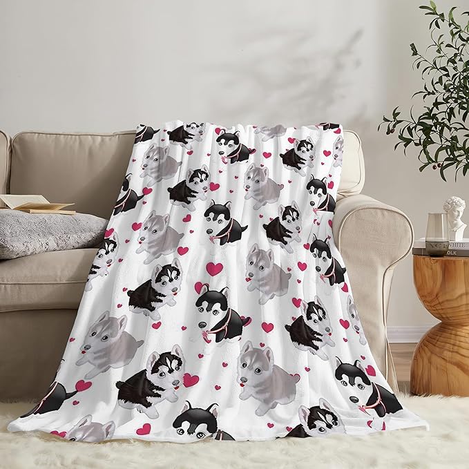 Alaskan Malamute Dog Blanket Cute Dog Throw Blanket Alaskan Dog Gifts and Decor Dog Blanket for Girls Women Kids Adults Soft Warm Cozy Fleece Blanket for Couch Sofa Bed 60"x50"