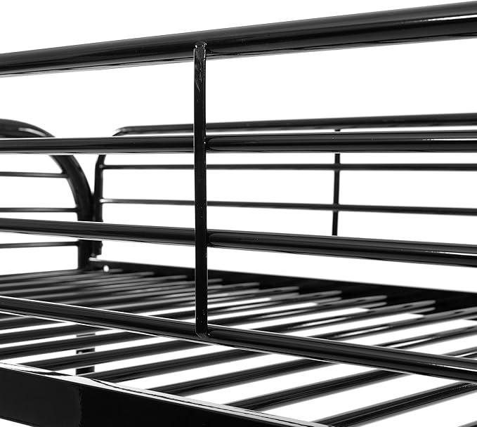 Bunk Bed Twin Over Twin Metal Bunk Bed w/Full-Length Guardrail & Side Ladder, Low Metal Bed Frame for Teens, Girls, Boys, Adults,No Box Spring Needed (C Black)