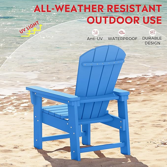 Costaelm Paradise Kids 5-Piece HDPE Outdoor Square Patio Dining Table and Chairs Set, Pacific Blue