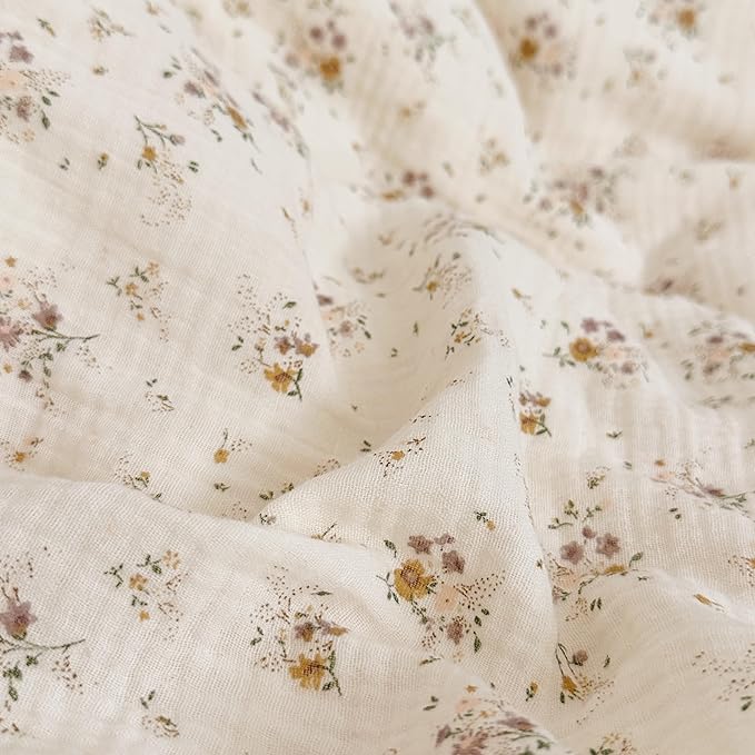 AOJIM Kids Crib Duvet Cover with Colorful Floral Print, 1pc Pure Cotton Baby Muslin Toddler Comforter Cover 47X59'', Ruffled Design Bedding 2-Layer Gauze for Boys Girls, No Quilt or Pillowcases