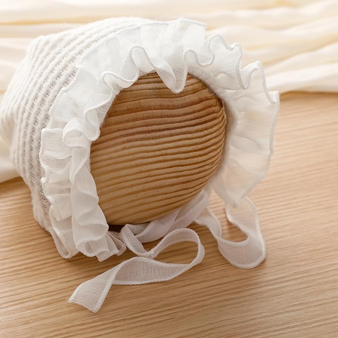 Holibeat Baby Girl 4PCS Photography Props (Romper+Pillow+Hat+Shoes) Newborn Girl Christmas Lace Photoshoot Outfits Infant Posing Props (white)