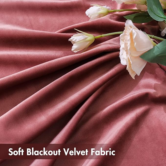 MIULEE Dusty Rose Pink Velvet Curtains Thermal Insulated Blackout Curtain Drapes for Bedroom Living Room Darkening 94 Inches Long Curtains Panels Rod Pocket Set of 2