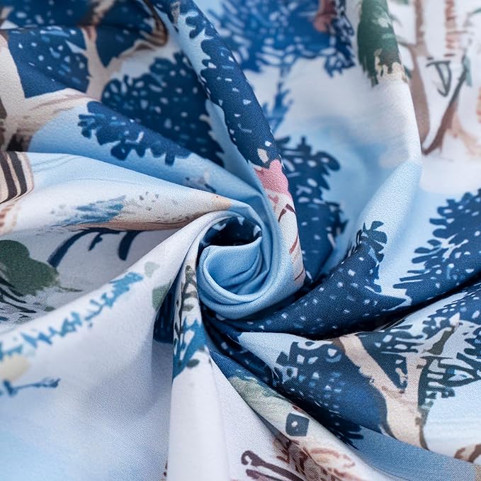 MAGRACE Blue Farmhouse Duvet Cover Queen Size, 3 PCS Washed Fiber Floral Pattern Bedding Set, Cozy Soft Breathable Quilt Cover, Zipper + 8 Corner Ties + 2 Pillow Shams, Without Comforter