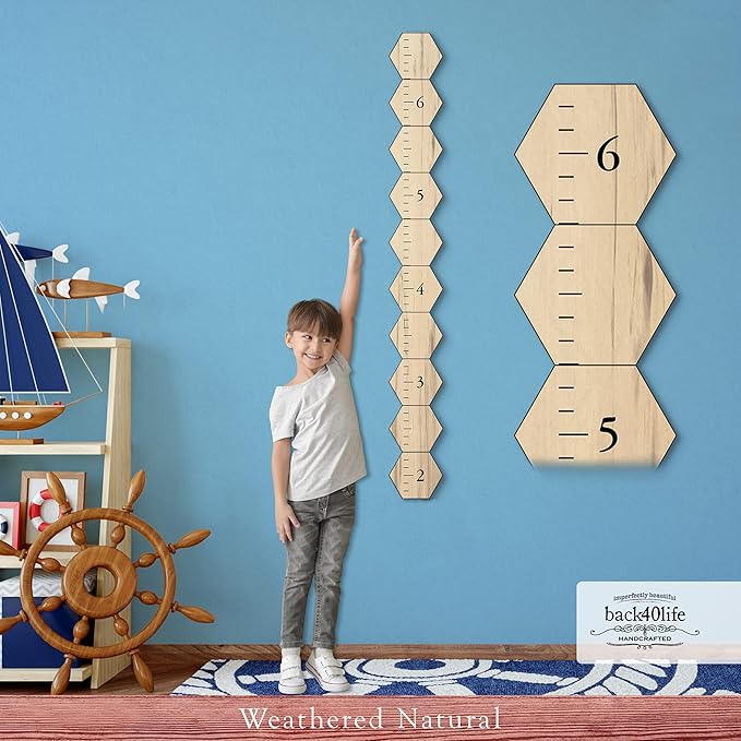 Farmhouse Style Wooden Kids Growth Chart Ruler for Boys and Girls