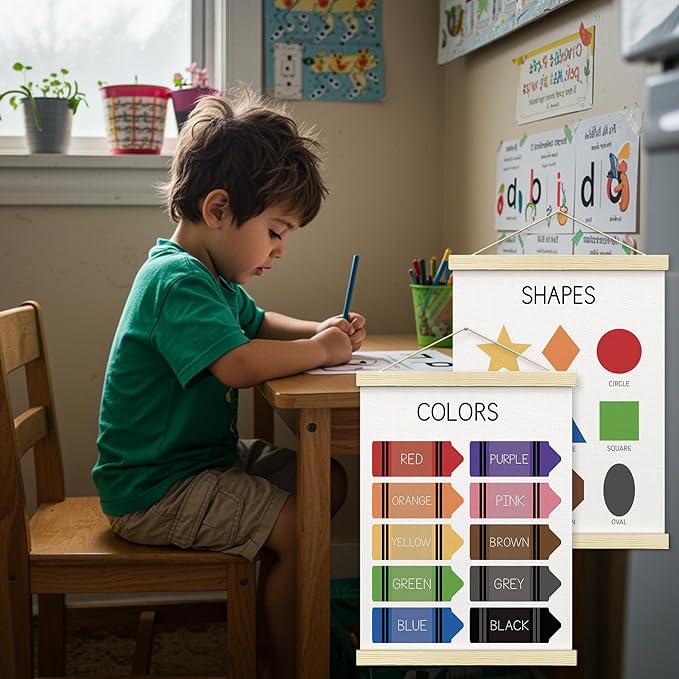 BONETAT Nursery Color Days of the Week Poster for Kids,Educational Toddler Learning Posters for Playroom Wall Art,Preschool Shapes Colors Chart for Classroom & Homeschool - A01