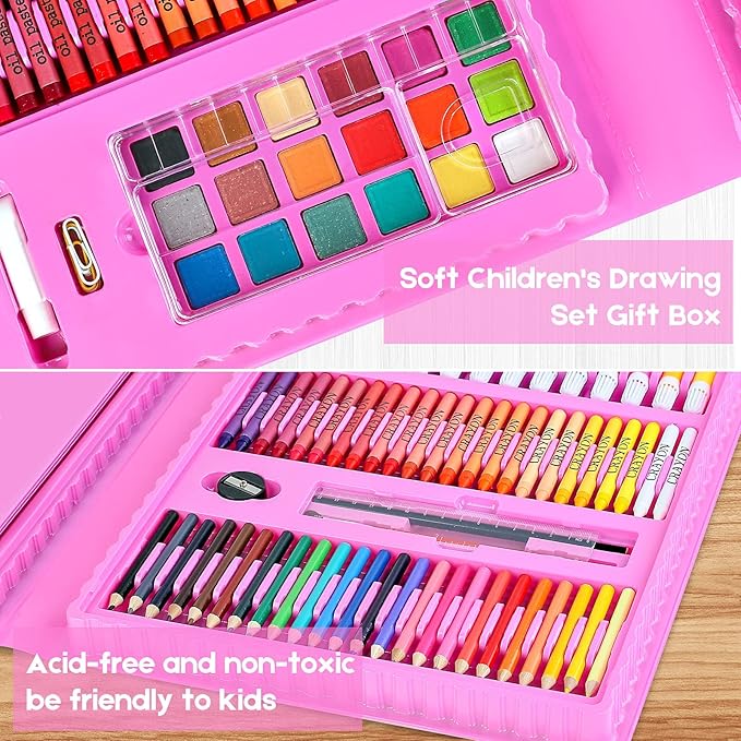 iBayam Art Supplies, Arts and Crafts for Kids Adult Teens Girls Boys, Painting Coloring Art Kits Christmas Gifts, 251-Pack Art Set Case with Trifold Easel, Drawing Pad, Coloring Book, Scratch Paper