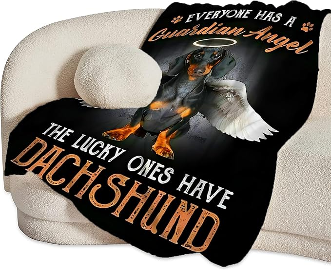 Dachshund Throw Blanket - Cute Dog Gifts and Decor for Girls, Women, Kids, Adults - Soft Warm Cozy Fleece for Couch, Sofa, Bed - 80"x60"