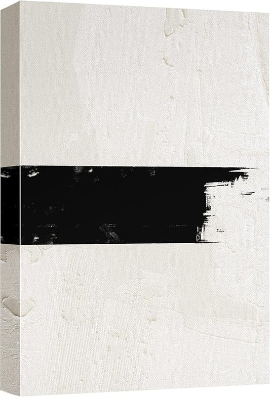 SIGNWIN Canvas Print Wall Art Geometric Black Stripe Tan Color Field Abstract Shapes Illustrations Minimalism Contemporary Nordic Relax/Calm Zen Decorative for Living Room, Bedroom, Office - 16"x24"