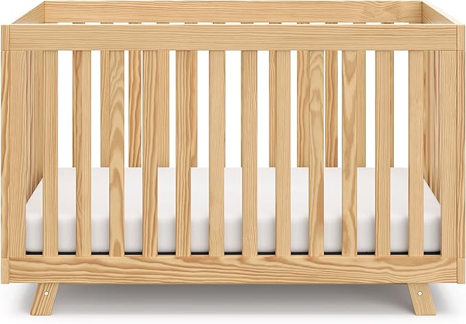 Storkcraft Beckett 3-in-1 Convertible Crib (Natural) – GREENGUARD Gold Certified, Fits Standard Crib Mattress, Converts to Toddler Bed and Daybed, 4 Adjustable Mattress Heights, Grow-with-Me Design