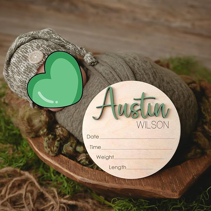 NAZENTI Personalized Baby Name Announcement Wooden Signs, Custom Birth Announcement Sign For Hospital, Birth Stat Sign, Baby's Arrival Gift For Decor, Welcome Gifts For Baby Girl Or Boy Shower