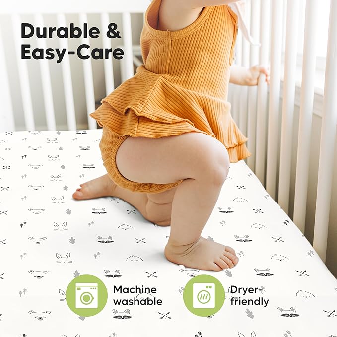 KeaBabies 2-Pack Baby Crib Sheets for Boys, Girls - 52x28 Viscose Derived from Bamboo Toddler Bed Sheets Neutral, Fitted Crib Mattress Cover for Standard Baby Bedding, Soft & Cozy (Nordic)