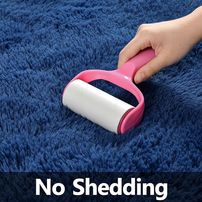 Large Shag Area Rugs 5 x 8, Plush Fuzzy Rugs for Living Room, Ultra Soft Fluffy Furry Rug for Bedroom, Indoor Carpet Nursery Rugs for Kids Room Home Decor, Navy Blue