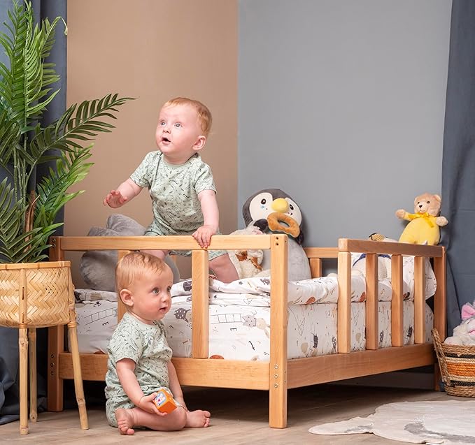 BUSY WOOD Toddler Floor Bed Twin - Montessori Bed for Toddlers - Montessori Floor Bed Toddler - Twin Bed Rails for Toddlers - Scandinavian Bed Frame - Toddler Bed Frame (Model 10 with Legs and Slats)