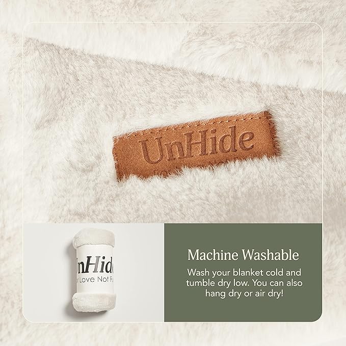 UnHide Lil’ Marsh - Faux Fur Blanket - Durable, Lightweight, Extra Soft Blanket - Machine Washable - Add a Layer of Softness to Any Bed, Couch, or Reading Chair - Snow White, Medium (60" x 80")