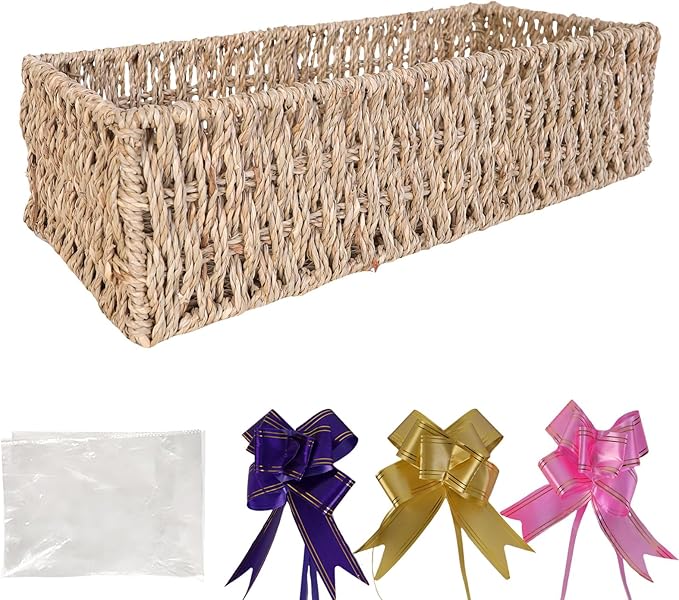 Gift Basket Empty for Baby Shower – Woven Cotton Rope Bin Nursery Shelf Storage Box (S:15 inch)