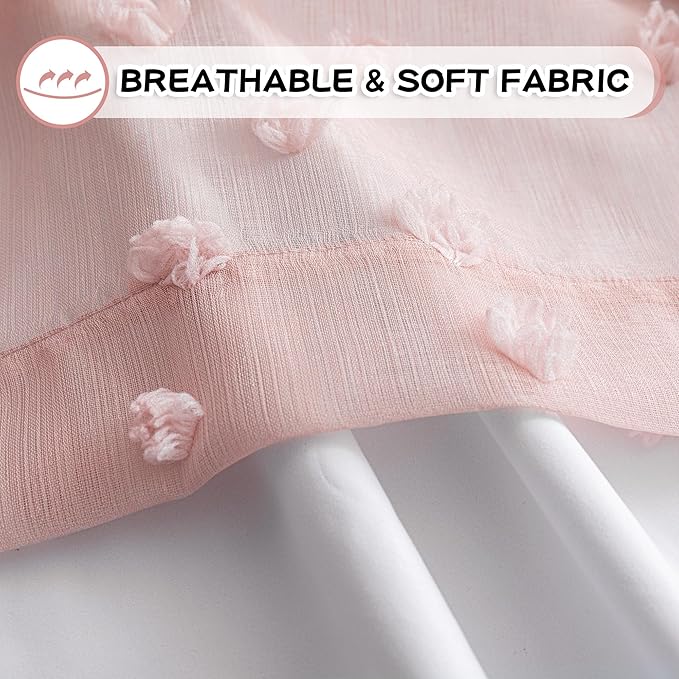 MYSKY HOME 100% Blackout Curtains for Girls Bedroom 95 Inch Long Total Room Darkening Curtain for Living Room 2 Panels Grommet Light Blocking Sliding Door Drapes Blush Pink Pom Pom Sheer 52 x 95 Inch