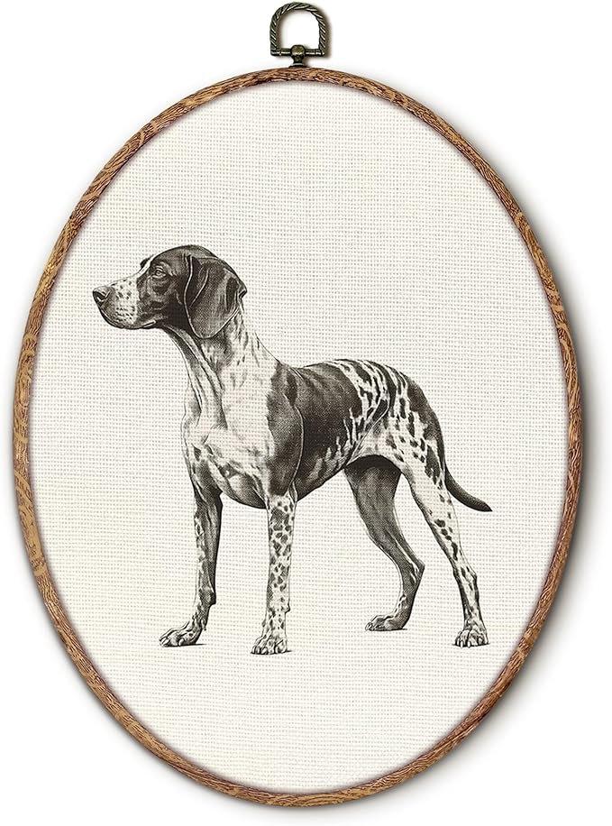 German Shorthaired Pointer Oval Wall Art Framed, Dog Mom Gifts Oval Wall Decor, Dog Lovers Gifts Hanging Canvas Prints Wall Sculptures for Bathroom Bedroom Living Room Decor, 8.5x11.5 Inch