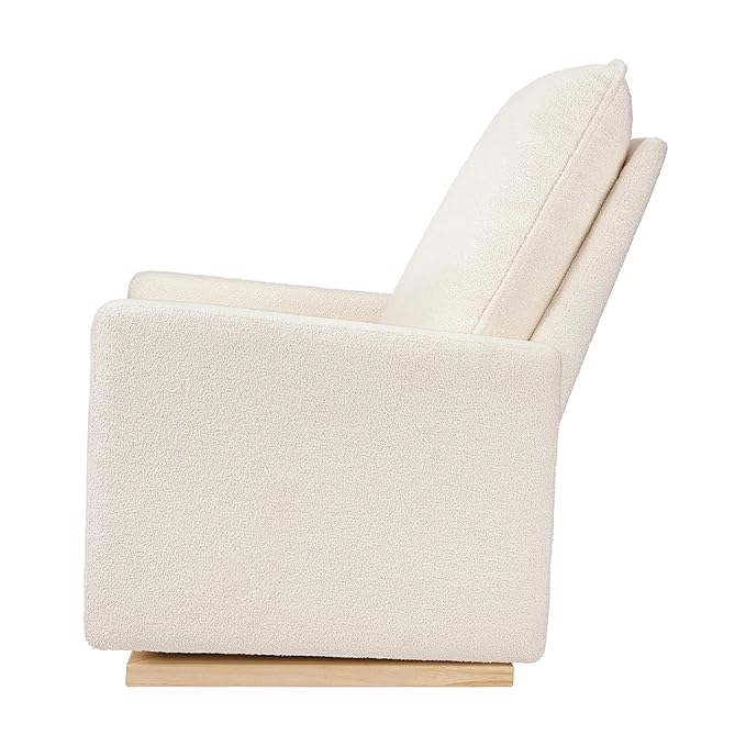 babyletto Cali Pillowback Chair and a Half Glider in Chantilly Fleece with Light Wood Base, Greenguard Gold and CertiPUR-US Certified