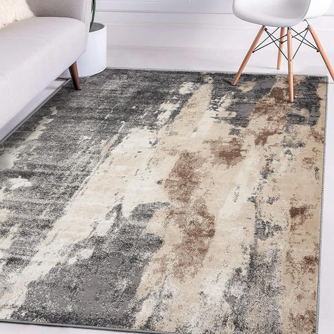 LUXE WEAVERS Euston Collection Gray-Gray 9x12 Modern Abstract Area Rug