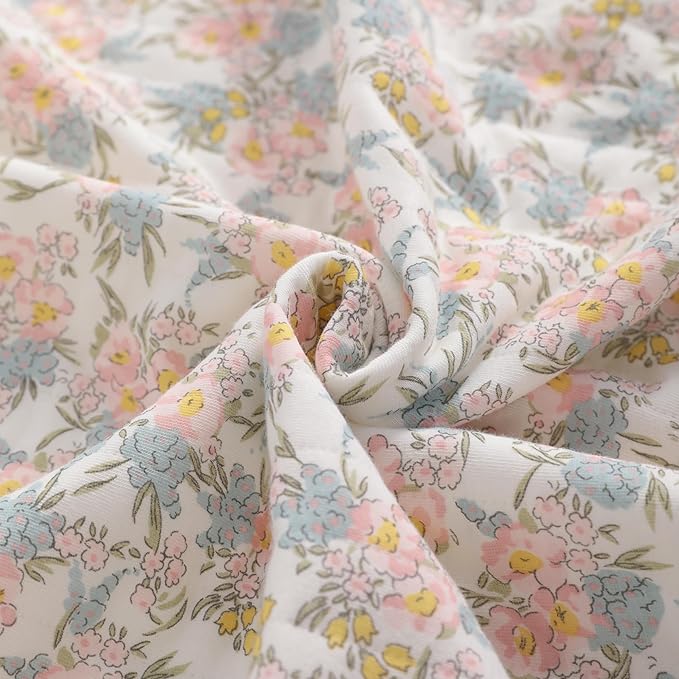 NTBAY Jersey Cotton Quilted Toddler Blanket, Breathable and Warm for Boys and Girls Baby Blanket, 30x40 Inches, Pink Floral