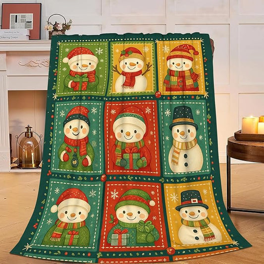 Snowman Blanket Cute Christmas Snowman Winter Fuzzy Plush Super Fleece Plush Soft Cozy Warm Stuff Bedding Toddler Nursery Baby Blankets Gifts for Boys Girls Kids Adult Men Women 50"X60"