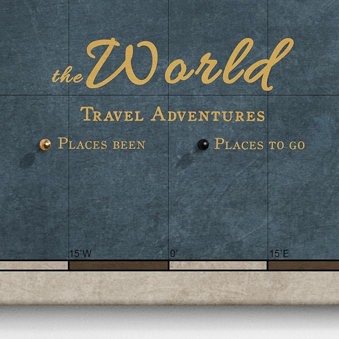 Canvas World Map with Cork Pin Board - English Lettering - Decorative Wall Decoration for All Rooms - Canvas Pictures with World Map Motif (90x60 cm, Pattern 18)
