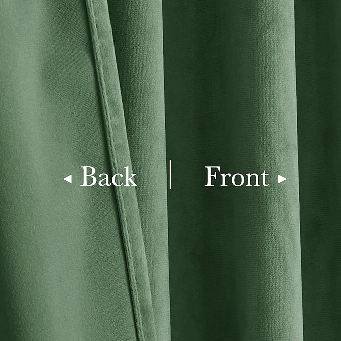 StangH Emerald Green Velvet Curtains 96 Inches Long, Room Darkening, Thermal Insulated Drapes for Bedroom, Living Room, Home Theater, Soft Rod Pocket Back Tab Window Treatment, 52x96 inch, 2 Panels