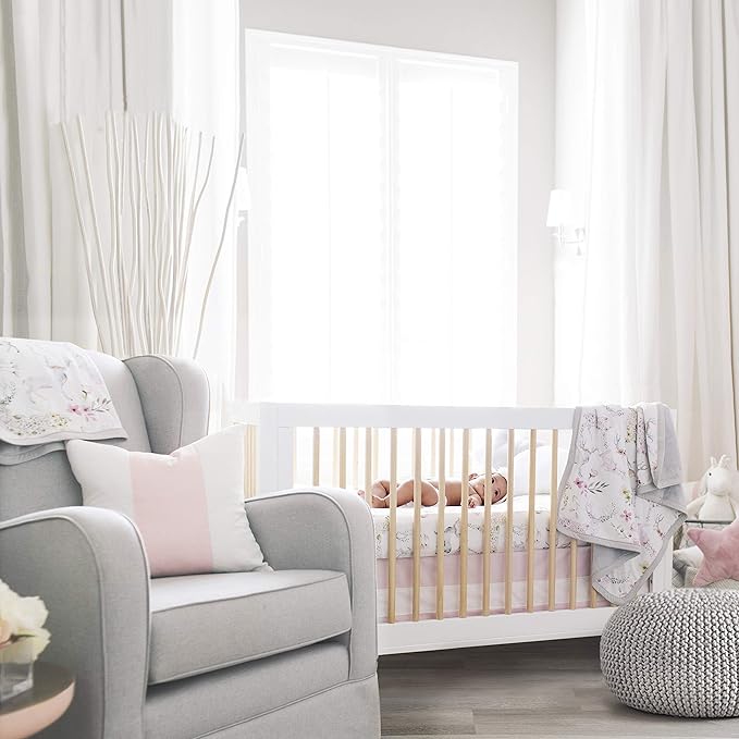 Oilo Baby Blanket, Luxury Soft Plush Chenille Backing & Turkish Cotton Jersey Print, Double Layered, 30" x 40", Rolled Jersey Edge Trim, Machine Washable, Perfect for Infant or Toddlers, Woodland Fawn