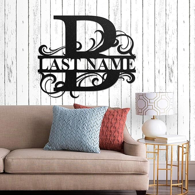 LULLBABYMALL Custom Metal Signs - Last Name Sign, Split Letter Monogram, Letter B, Family Name Wall Art, Outdoor Metal Signs, Personalized Wedding Gift