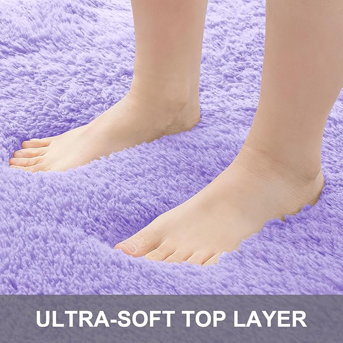 OLANLY 3x5 Machine Washable Small Bedside Rug, Soft Fluffy Shaggy Rugs for Living Room, Bedroom, Indoor Floor Carpet for Kids Girls and Boys, Preppy Dorms, Nursery, Home Decor Aesthetic, Light Purple