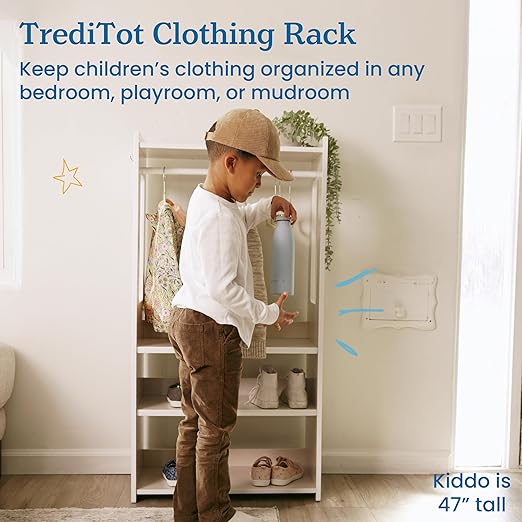 ECR4Kids TrendiTot Clothing Rack, Kids Wardrobe, White Wash