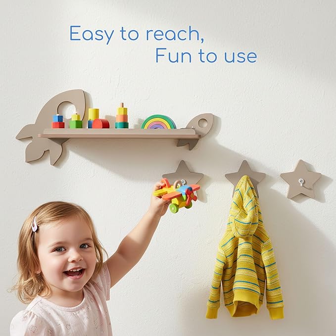 SYNOVA Nursery Book Shelves, Set of 3 Floating Shelves for Kids Room, Nursery Decor for Baby Room, Toddler Room Organizer, Kids and Baby Furniture, Playroom Decor
