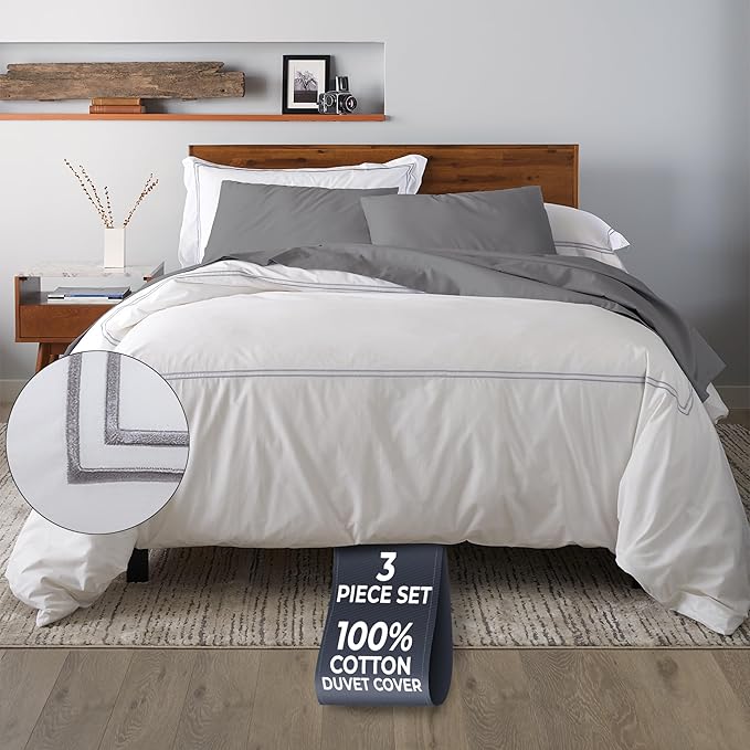 Ella Jayne California King Duvet Cover (3 Pieces), 100% Cotton Percale, King/Cali King, Breathable & Lightweight Cal King Duvet Cover (1 Piece) 106 x 90 Inches with 2 Pillow Shams (Stone Design)