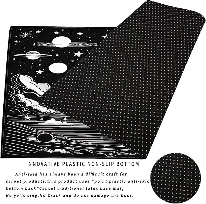 Space Rug for Kids Room Black and White Rocket Rugs Stars Carpet Galaxy Planet Printed Throw Rugs for Boys Children Bedroom Living Room,39 in x 79 in