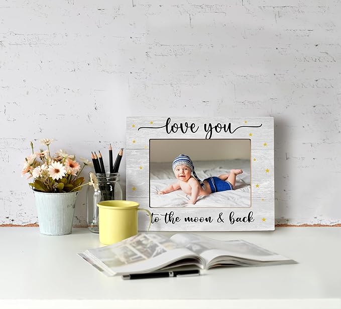 Love You To The Moon & Back Photo Frame, Baby Picture Frames, Baby Girl Nursery Decor, Grandma Picture Frame, New Mom Gifts, 8x10 Photo Frame