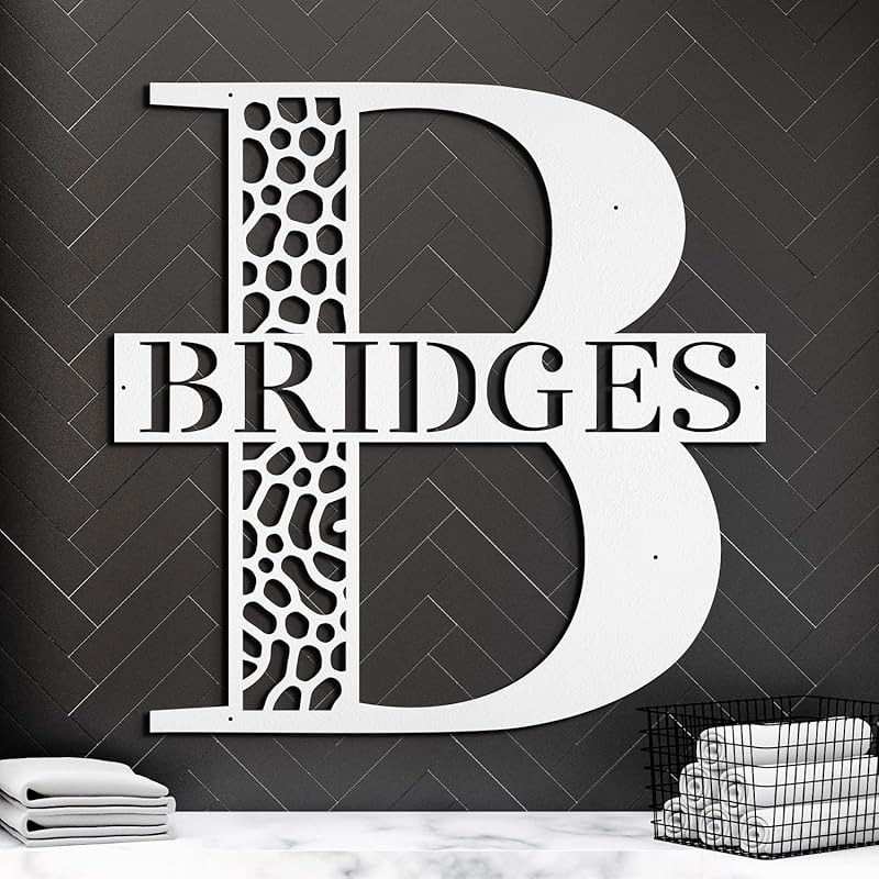 Custom Metal Signs Metal Name Sign Metal Wall Art Split Letter Monogram Wall Decor Metal Wall Art Last Name Sign Family Name Sign