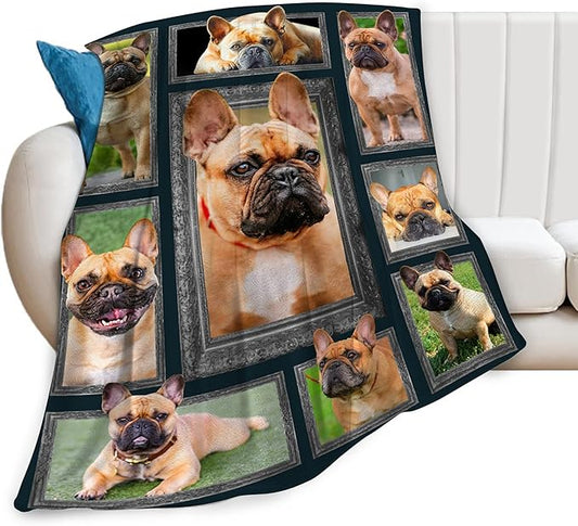 French Bulldog Gifts & Decor: Cute Dog Throw Blanket - Soft, Warm, Cozy Fleece for Couch, Sofa, Bed - 60"x50"