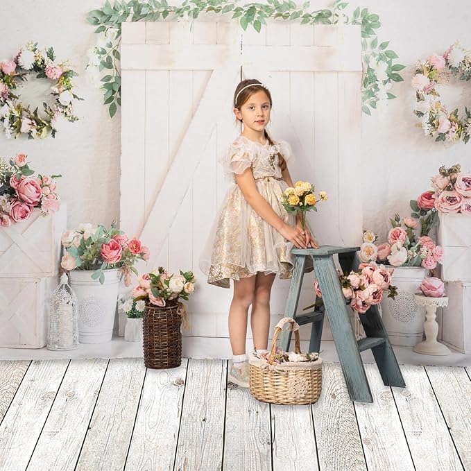 Kate White Wood Floor Wall Backdrop Photography Floor Mats Rubber Flooring Mat Newborn Photography Props for Professional Photographers Studio 5x4ft
