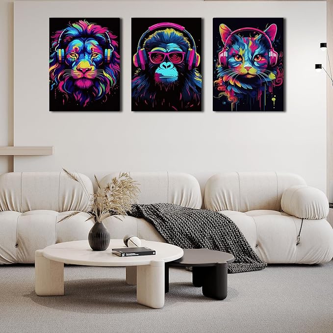 Shwing Framed Teen Boys Gaming Room Decor Wall Art, Set of 3 Canvas, 12'' x 16'' Read to Hang